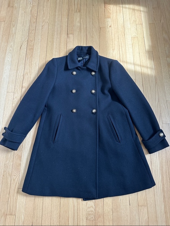 Zara Jackets & Blazers - Zara women’s navy wool blend swing pea coat size large